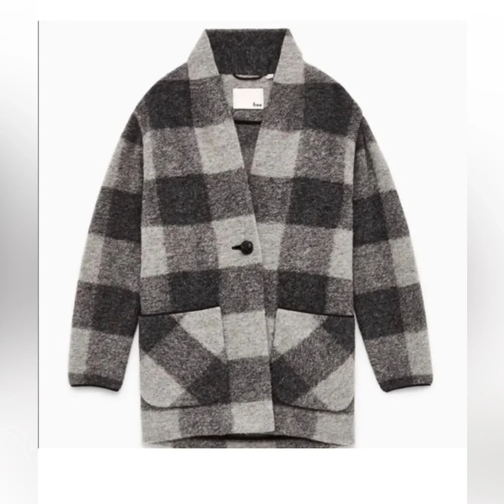 Aritzia Wilfred Free Off Duty Wool Jacket Gray Plaid flannel - Picture 1 of 9